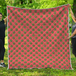 Green And Pink Cannabis Leaf Print Quilt