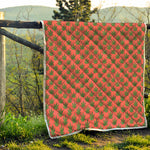 Green And Pink Cannabis Leaf Print Quilt