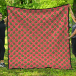Green And Pink Cannabis Leaf Print Quilt