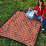 Green And Pink Cannabis Leaf Print Quilt