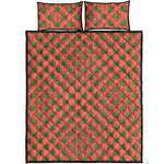 Green And Pink Cannabis Leaf Print Quilt Bed Set