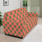 Green And Pink Cannabis Leaf Print Sofa Cover