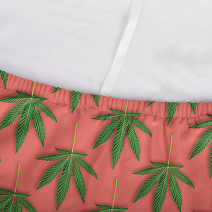 Green And Pink Cannabis Leaf Print Sofa Cover