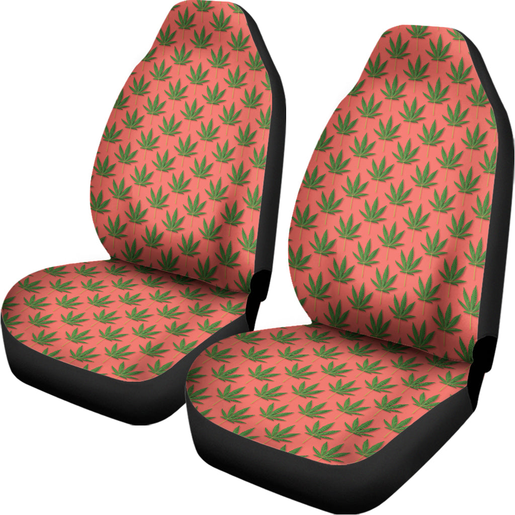 Green And Pink Cannabis Leaf Print Universal Fit Car Seat Covers