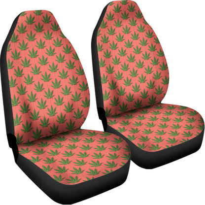 Green And Pink Cannabis Leaf Print Universal Fit Car Seat Covers