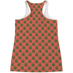 Green And Pink Cannabis Leaf Print Women's Racerback Tank Top