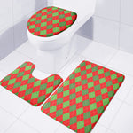 Green And Red Argyle Pattern Print 3 Piece Bath Mat Set