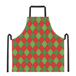 Green And Red Argyle Pattern Print Apron