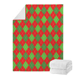 Green And Red Argyle Pattern Print Blanket
