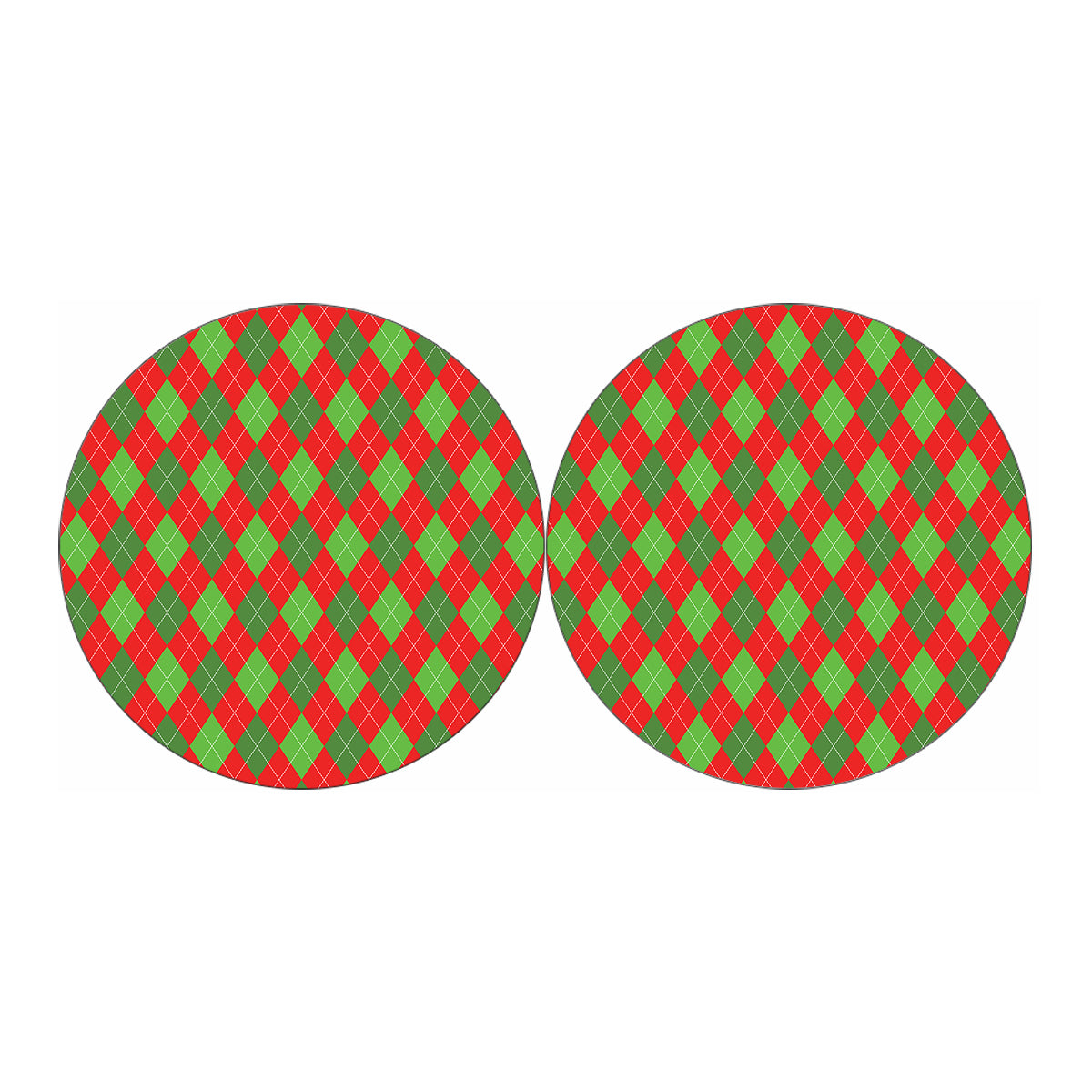 Green And Red Argyle Pattern Print Car Coasters