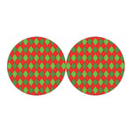 Green And Red Argyle Pattern Print Car Coasters