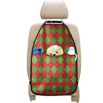 Green And Red Argyle Pattern Print Car Seat Organizers