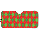 Green And Red Argyle Pattern Print Car Sun Shade