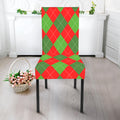 Green And Red Argyle Pattern Print Dining Chair Slipcover