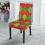 Green And Red Argyle Pattern Print Dining Chair Slipcover