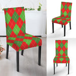 Green And Red Argyle Pattern Print Dining Chair Slipcover