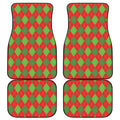 Green And Red Argyle Pattern Print Front and Back Car Floor Mats