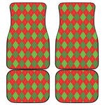 Green And Red Argyle Pattern Print Front and Back Car Floor Mats