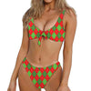 Green And Red Argyle Pattern Print Front Bow Tie Bikini