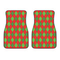 Green And Red Argyle Pattern Print Front Car Floor Mats