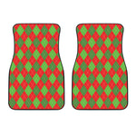 Green And Red Argyle Pattern Print Front Car Floor Mats