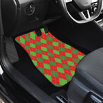 Green And Red Argyle Pattern Print Front Car Floor Mats