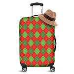 Green And Red Argyle Pattern Print Luggage Cover