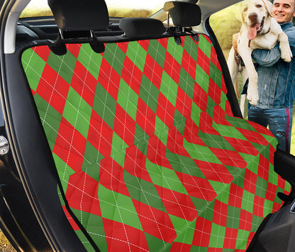 Green And Red Argyle Pattern Print Pet Car Back Seat Cover