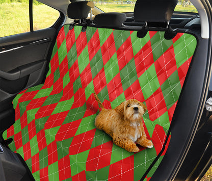 Green And Red Argyle Pattern Print Pet Car Back Seat Cover