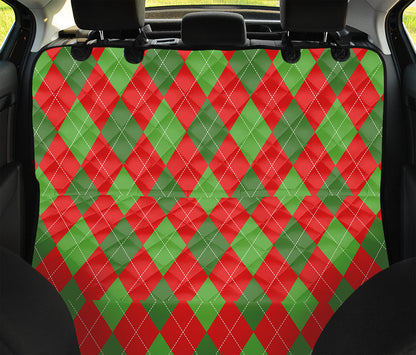 Green And Red Argyle Pattern Print Pet Car Back Seat Cover