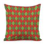 Green And Red Argyle Pattern Print Pillow Cover