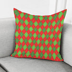 Green And Red Argyle Pattern Print Pillow Cover