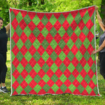 Green And Red Argyle Pattern Print Quilt
