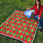 Green And Red Argyle Pattern Print Quilt