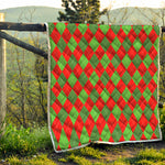 Green And Red Argyle Pattern Print Quilt