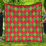 Green And Red Argyle Pattern Print Quilt