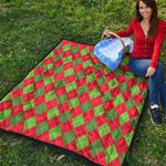 Green And Red Argyle Pattern Print Quilt