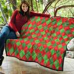 Green And Red Argyle Pattern Print Quilt