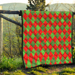 Green And Red Argyle Pattern Print Quilt