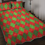 Green And Red Argyle Pattern Print Quilt Bed Set
