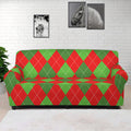 Green And Red Argyle Pattern Print Sofa Cover