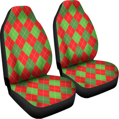 Green And Red Argyle Pattern Print Universal Fit Car Seat Covers