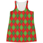 Green And Red Argyle Pattern Print Women's Racerback Tank Top