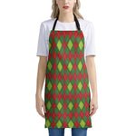 Green And Red Christmas Argyle Print Apron