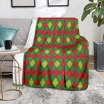 Green And Red Christmas Argyle Print Blanket