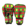 Green And Red Christmas Argyle Print Boxing Gloves