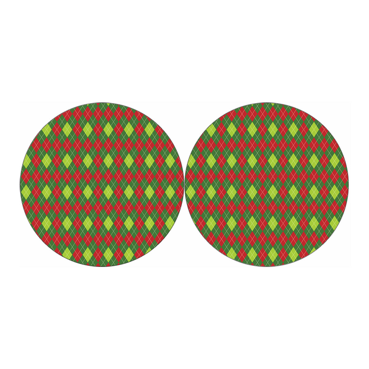 Green And Red Christmas Argyle Print Car Coasters