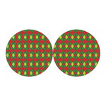 Green And Red Christmas Argyle Print Car Coasters
