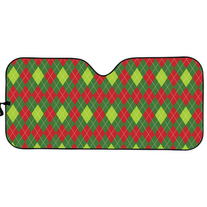 Green And Red Christmas Argyle Print Car Sun Shade