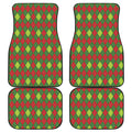 Green And Red Christmas Argyle Print Front and Back Car Floor Mats